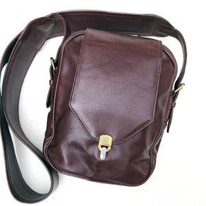 Moroccan Chocolate Brown Leather Crossbody Bag, 7" x 9"
